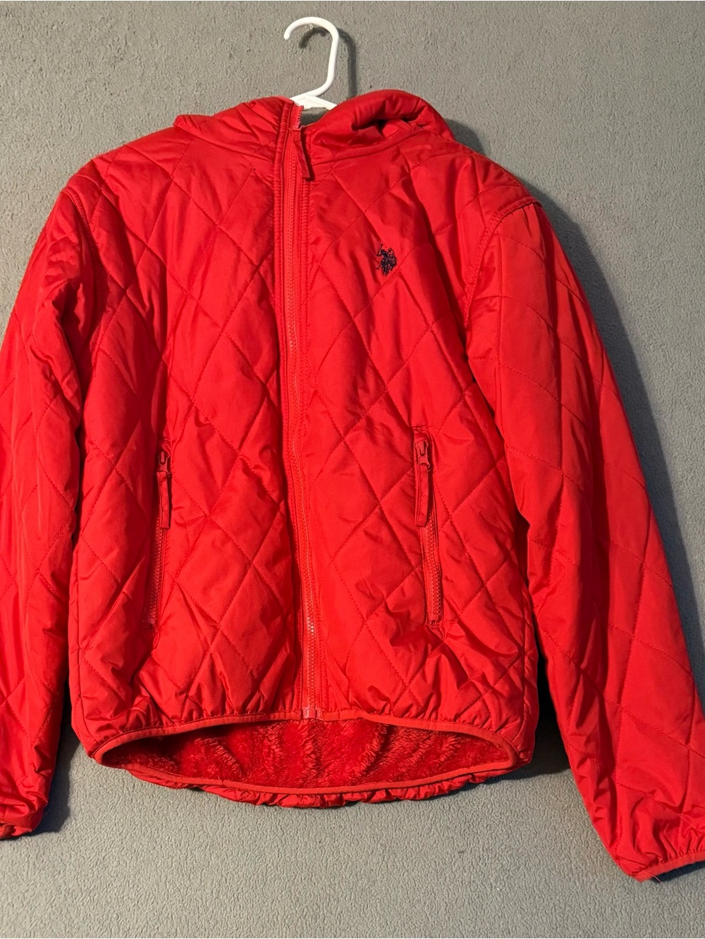 U.S. Polo Assn. Red Quilted Hooded Puffer Jacket